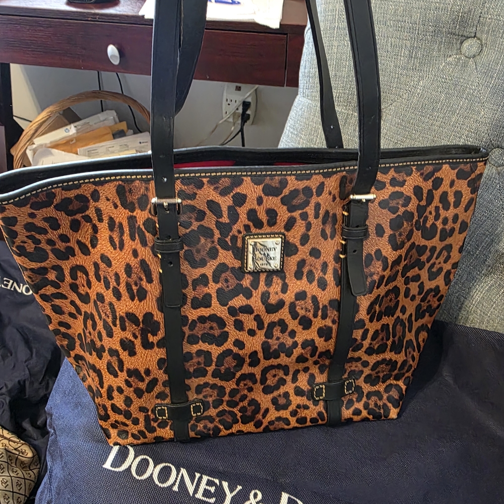 Dooney & Bourke Leopard Print Tote - Tan and Black